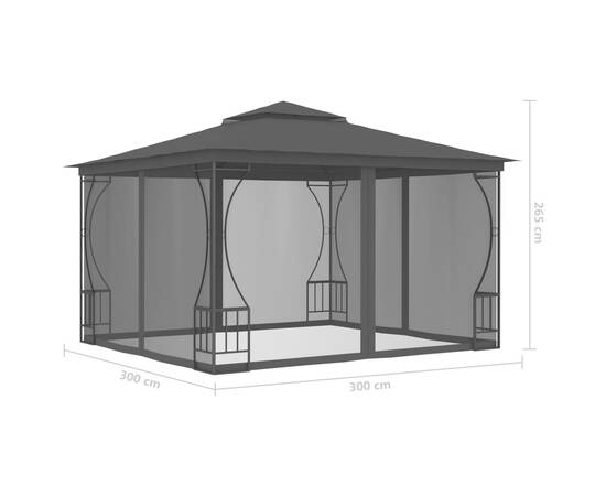 Pavilion cu plase, antracit, 300 x 300 x 265 cm, 5 image