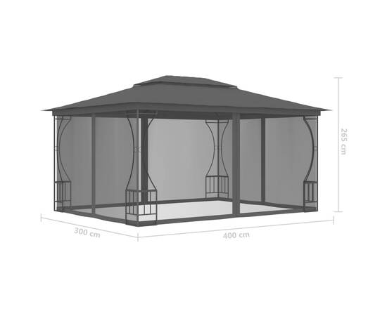 Pavilion cu plase, antracit, 300 x 400 x 265 cm, 6 image