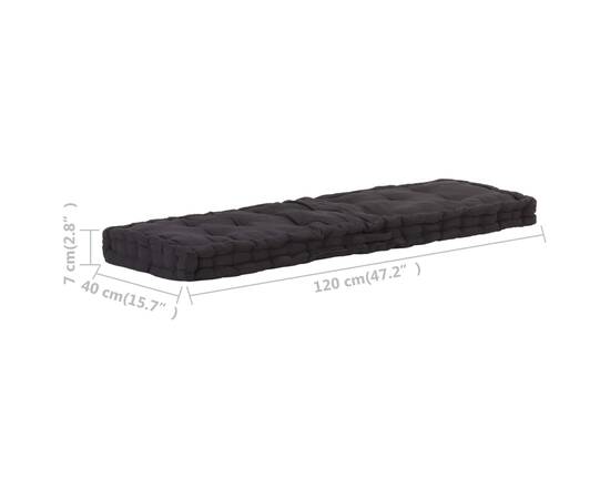 Pernă podea canapea din paleți, negru, 120 x 40 x 7 cm, bumbac, 7 image