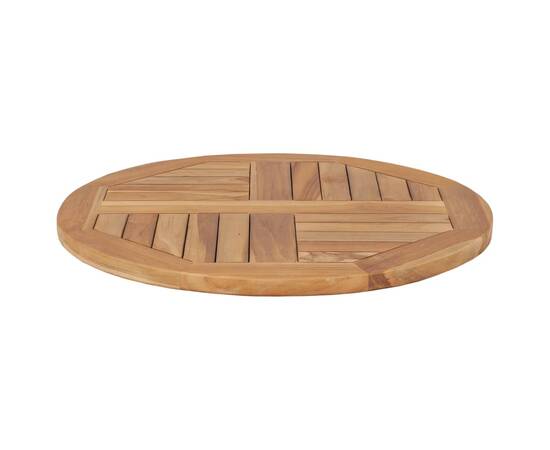 Blat de masă, 60 cm, lemn masiv de tec, rotund, 2,5 cm, 4 image