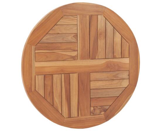 Blat de masă, 60 cm, lemn masiv de tec, rotund, 2,5 cm, 3 image