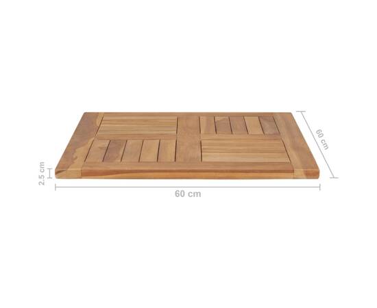 Blat de masă, 60 x 60 x 2,5 cm, lemn masiv de tec