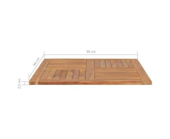Blat de masă pătrată, 90 x 90 x 2,5 cm, lemn masiv de tec, 6 image