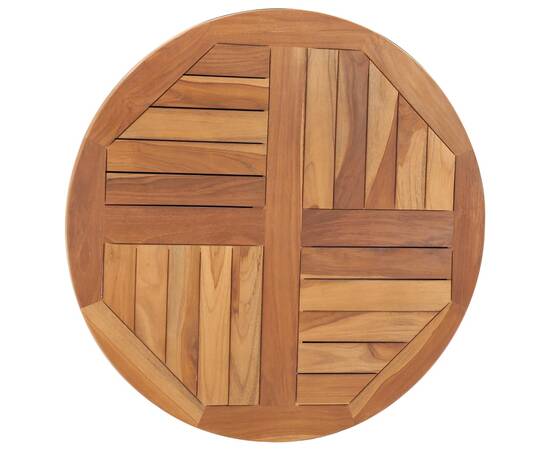 Blat de masă rotund, 70 cm, lemn masiv de tec, 2,5 cm, 3 image