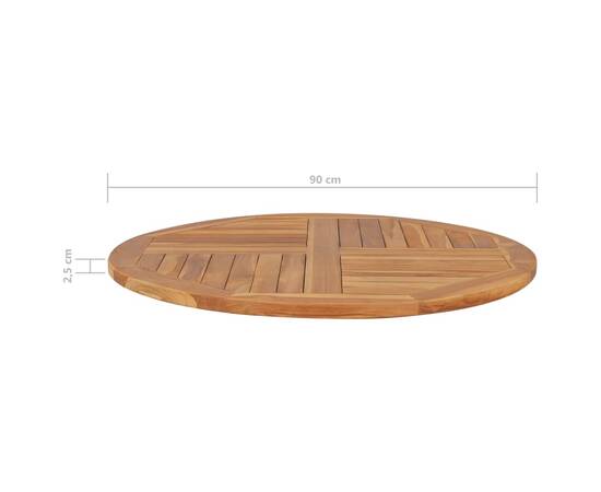 Blat de masă rotund, 90 cm, lemn masiv de tec, 2,5 cm, 6 image