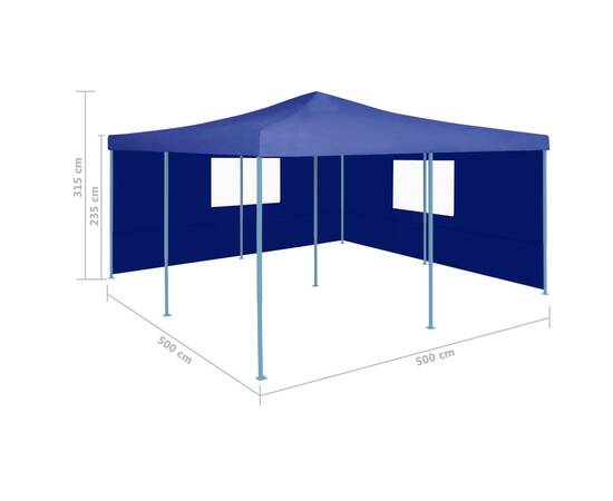 Pavilion pliabil cu 2 pereți laterali, albastru, 5 x 5 m, 7 image