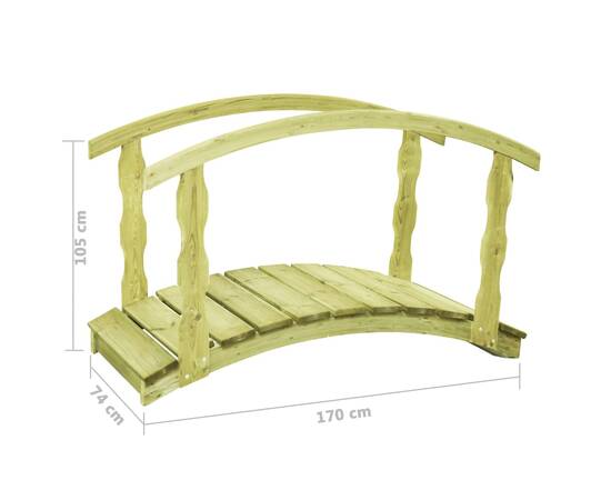 Pod de grădină cu balustradă, 170x74x105 cm, lemn de pin tratat, 5 image