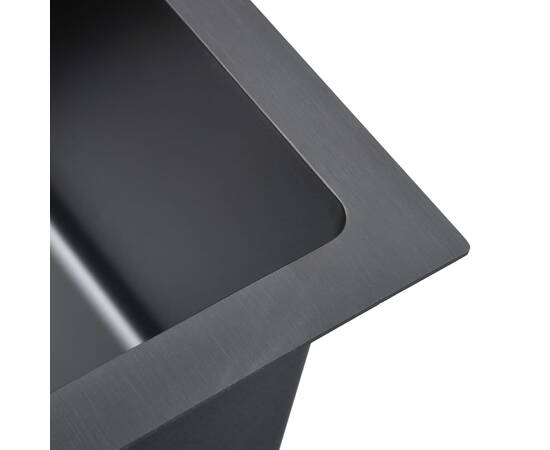 Chiuvetă de bucătărie, negru, oțel inoxidabil, 7 image