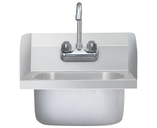 Chiuvetă spălat mâini comercială cu robinet, oțel inoxidabil, 3 image