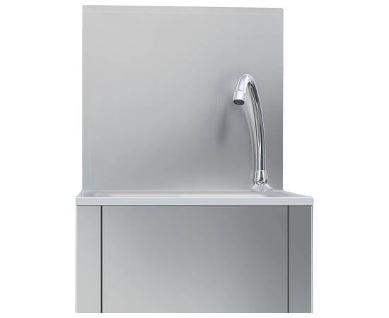 Chiuvetă spălat mâini cu robinet dozator săpun, oțel inoxidabil, 6 image