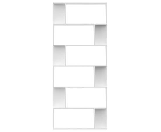 Bibliotecă/separator cameră, alb, 80x24x192 cm, pal, 5 image