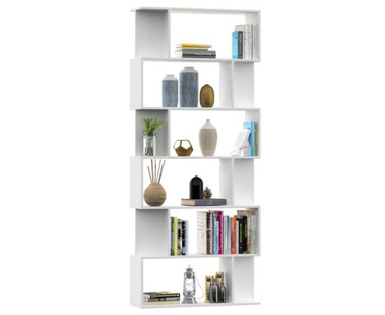 Bibliotecă/separator cameră, alb, 80x24x192 cm, pal, 3 image