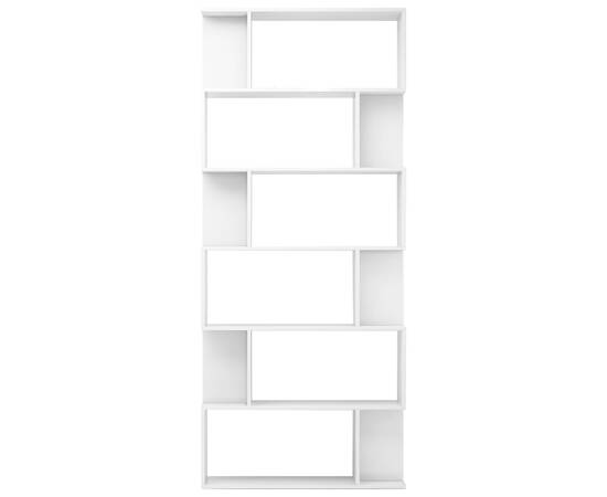 Bibliotecă/separator cameră, alb extralucios, 80x24x192 cm, pal, 5 image