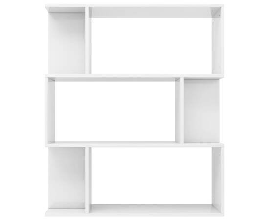Bibliotecă/separator cameră, alb extralucios, 80x24x96 cm, pal, 6 image