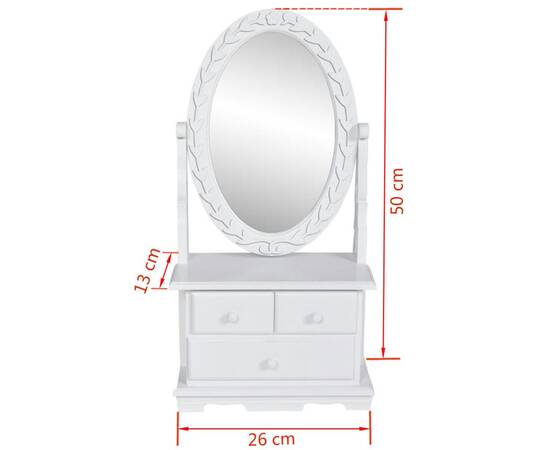 Masă de machiaj cu oglindă oscilantă ovală, mdf, 6 image