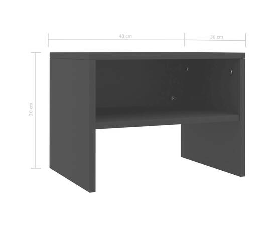 Noptiere, 2 buc., negru, 40 x 30 x 30 cm, pal, 7 image