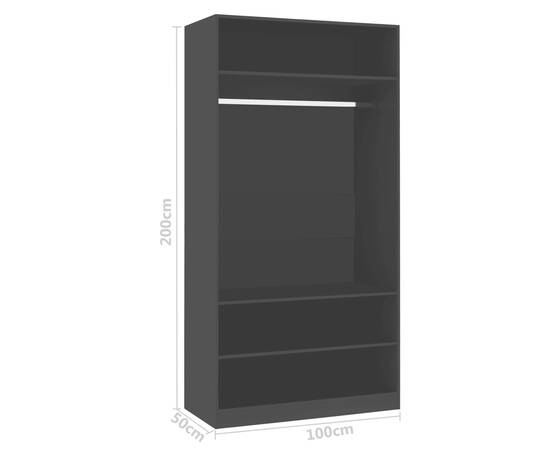 Șifonier, negru, 100x50x200 cm, pal, 7 image
