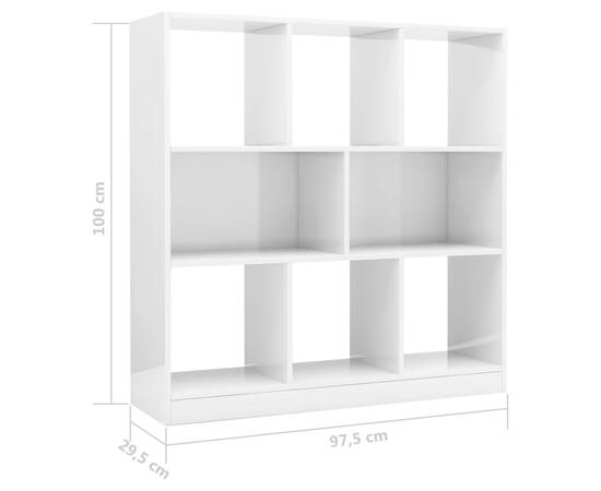 Bibliotecă, alb extralucios, 97,5x29,5x100 cm, pal, 6 image
