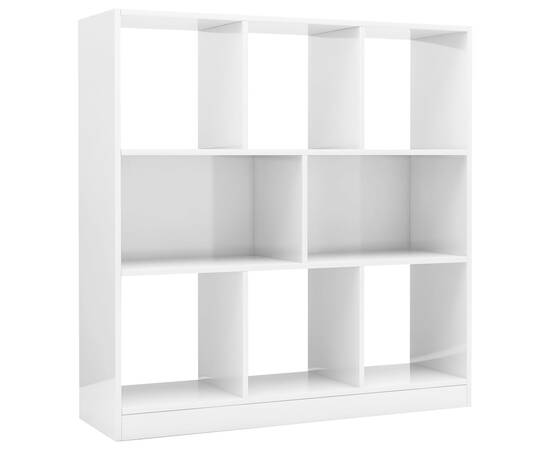 Bibliotecă, alb extralucios, 97,5x29,5x100 cm, pal, 2 image