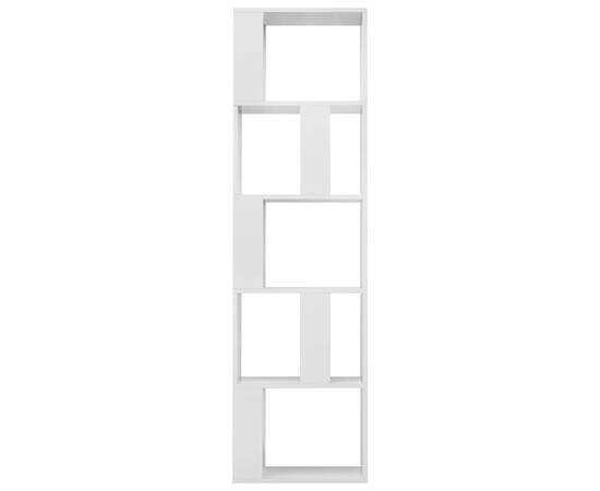Bibliotecă/separator cameră, alb extralucios, 45x24x159cm, pal, 5 image
