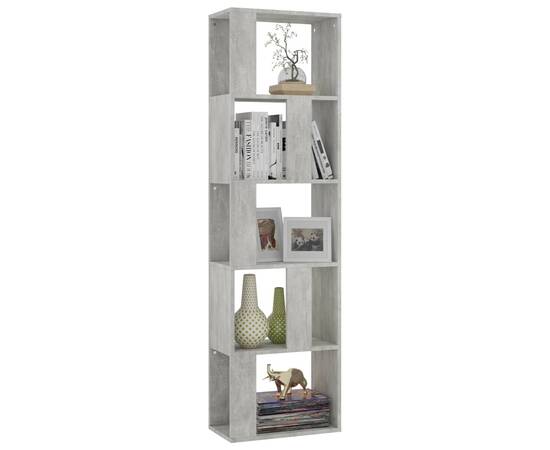 Bibliotecă/separator cameră, gri beton, 45x24x159 cm, pal, 3 image