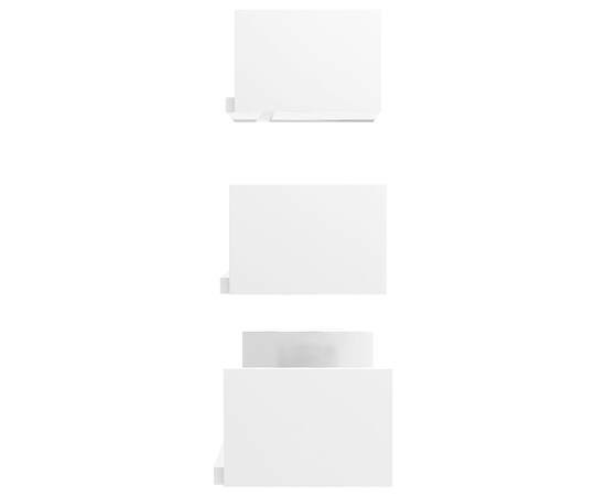 Raft de perete, 3 buc., alb extralucios, pal, 5 image