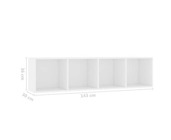Bibliotecă/comodă tv, alb, 143x30x36 cm, 8 image