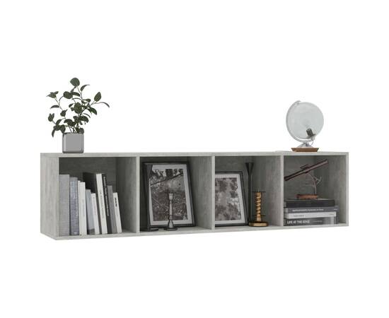 Bibliotecă/comodă tv, gri beton, 143x30x36 cm, 5 image