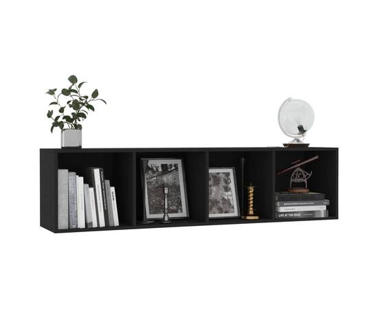 Bibliotecă/comodă tv, negru, 143x30x36 cm, 5 image