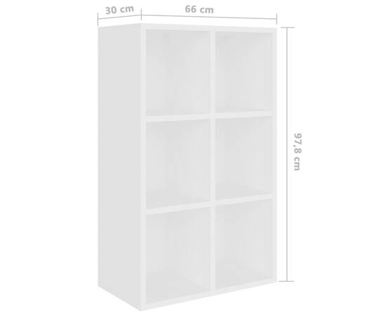 Bibliotecă/servantă, alb, 66x30x97,8 cm, pal, 11 image