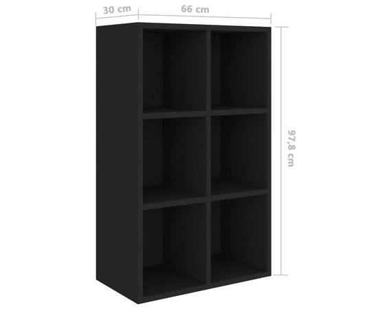 Bibliotecă/servantă, negru, 66x30x97,8 cm, pal, 11 image