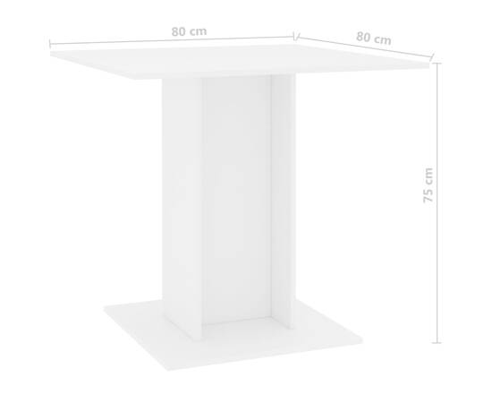 Masă de bucătărie, alb, 80x80x75 cm, pal, 6 image