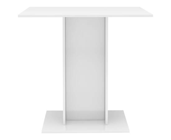 Masă de bucătărie, alb extralucios, 80x80x75 cm, pal, 4 image