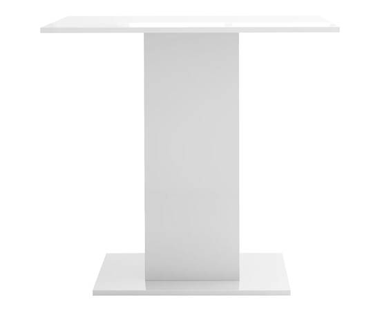 Masă de bucătărie, alb extralucios, 80x80x75 cm, pal, 5 image