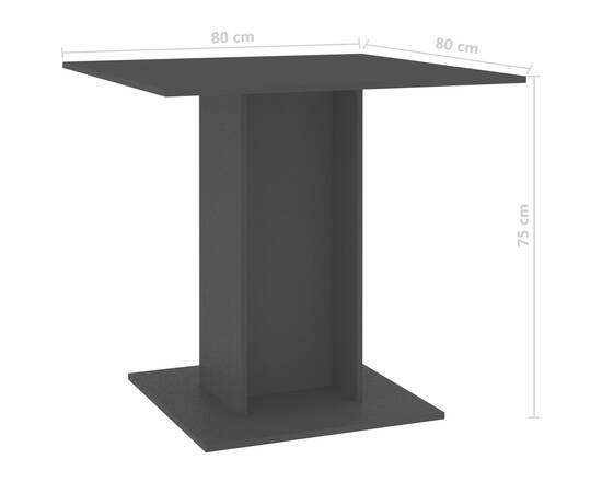 Masă de bucătărie, negru, 80x80x75 cm, pal, 6 image