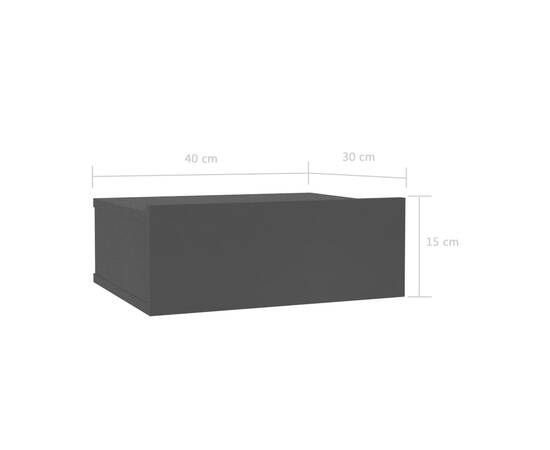 Noptieră suspendată, negru, 40x30x15 cm, pal, 7 image