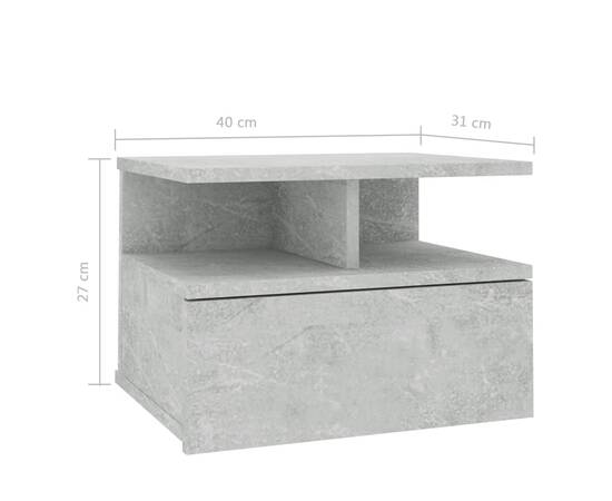 Noptiere suspendate, 2 buc., gri beton, 40x31x27 cm, pal, 7 image