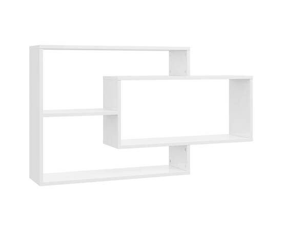 Rafturi de perete, alb extralucios, 104x20x58,5 cm, pal, 2 image