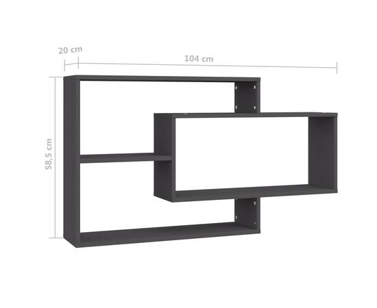 Rafturi de perete, gri, 104x20x58,5 cm, pal, 6 image