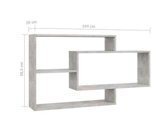 Rafturi de perete, gri beton, 104x20x58,5 cm, pal, 6 image