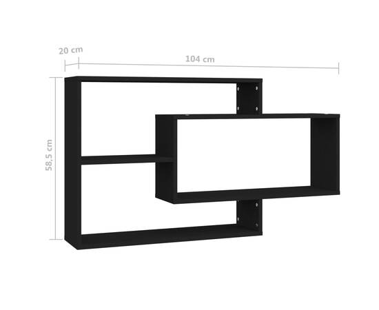 Rafturi de perete, negru, 104x20x58,5 cm, pal, 5 image