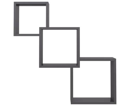 Rafturi de perete cub, gri extralucios, 84,5x15x27 cm, pal, 4 image