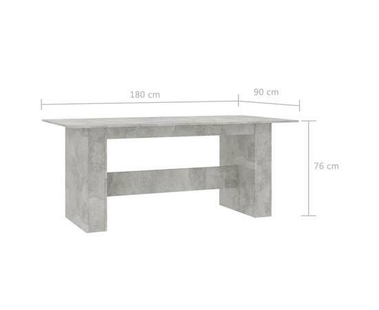 Masă de bucătărie, gri beton, 180 x 90 x 76 cm, pal, 7 image
