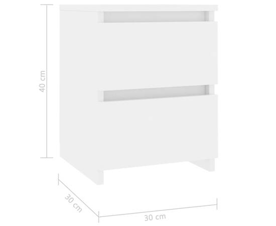 Noptiere, 2 buc., alb, 30 x 30 x 40 cm, pal, 7 image