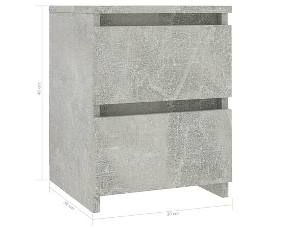 Noptiere, 2 buc., gri beton, 30 x 30 x 40 cm, pal, 6 image