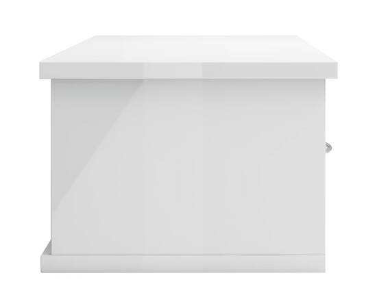Raft de perete cu sertare, alb extralucios, 60x26x18,5 cm, pal, 5 image