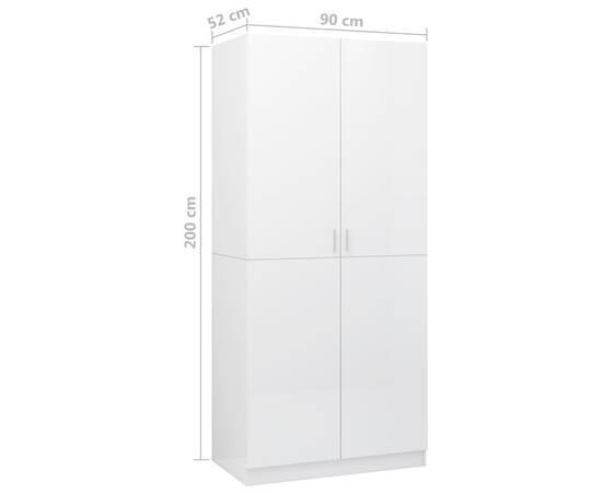 Șifonier, alb extralucios, 90x52x200 cm, pal, 8 image
