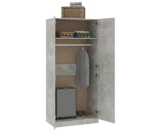 Șifonier, gri beton, 90x52x200 cm, pal, 4 image