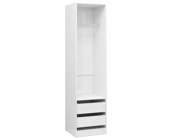 Șifonier cu sertare, alb extralucios, 50x50x200 cm, pal, 2 image