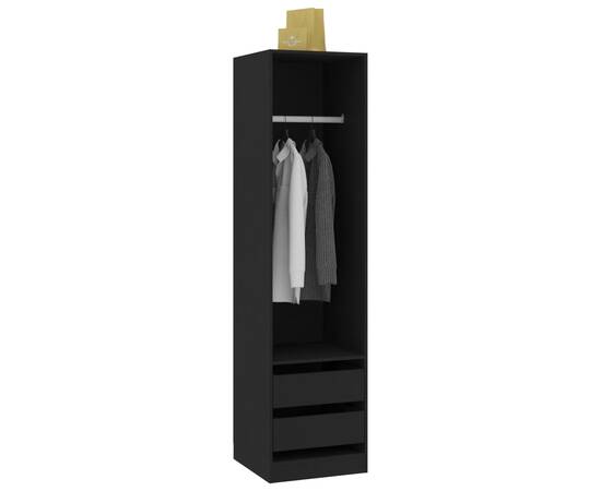 Șifonier cu sertare, negru, 50 x 50 x 200 cm, pal, 3 image